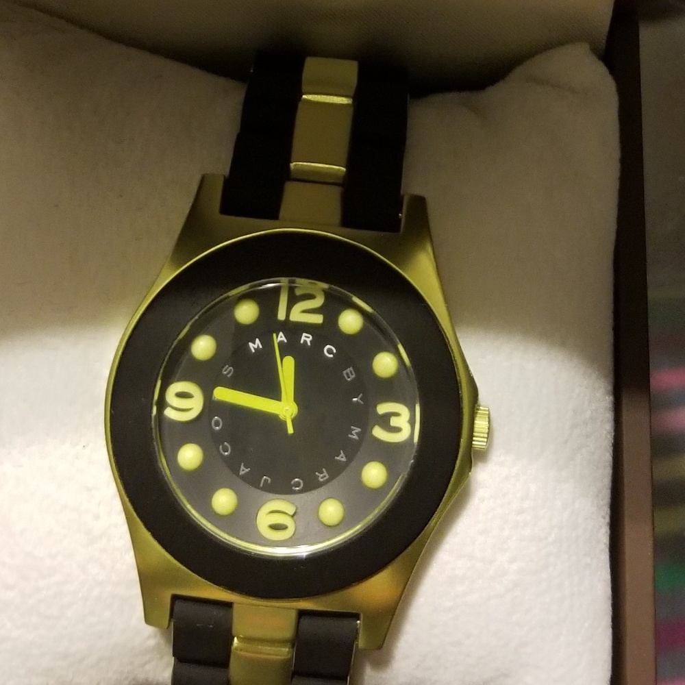 Marc and Jacob's Pelly Black &Lime Green Watch